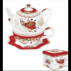 R2S.1096CHME Porcelán egyszemélyes teásszett 450/370ml, dobozban, Christmas Memories