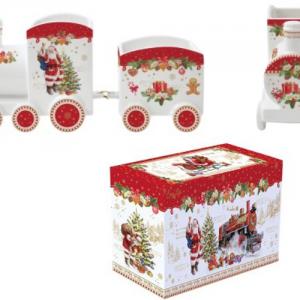 R2S.1098CHME Porcelán vonattál, 2 részes, 25,5x8x12,5cm, dobozban, Christmas Memories