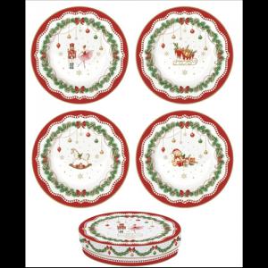 R2S.1100MNOE Porcelán desszerttányérszett 4db-os, 19cm, dobozban, Magie de Noel