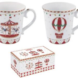 R2S.1102CHWO Porcelán bögreszett 275ml, 2 db-os, dobozban, Christmas Wonderland