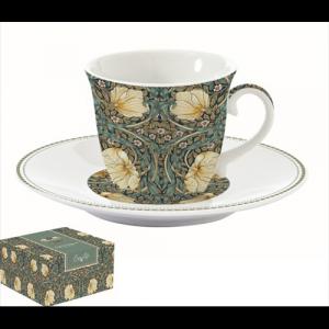 R2S.1106WILB Porcelán teáscsésze+alj, 200ml, dobozban, William Morris, Black