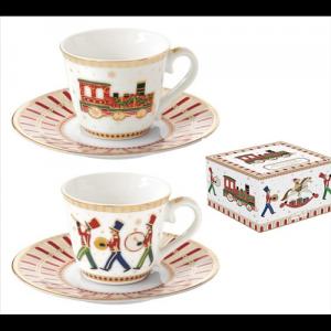 R2S.1107EXPR Porcelán eszpresszócsésze+alj 2 személyes, 80ml, dobozban, Polar Express