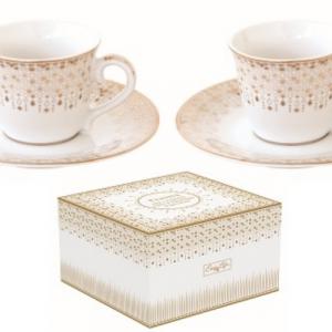 R2S.1107FESV Porcelán eszpresszócsésze+alj 2 személyes, 80ml, dobozban, Festive