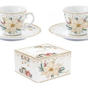 R2S.1107WHEL Porcelán eszpresszócsésze+alj 2 személyes, 80ml, dobozban, White Elegance