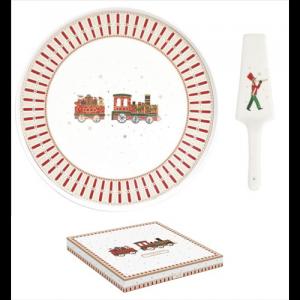 R2S.1112EXPR Porcelán tortatál lapáttal, 32cm, dobozban, Polar Express