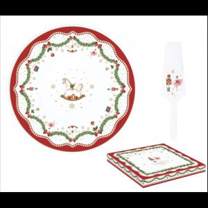 R2S.1112MNOE Porcelán tortatál lapáttal 32cm dobozban, Magie de Noel
