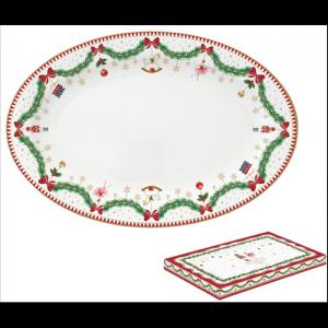R2S.1116MNOE Porcelán ováltálca 35x23,5cm, dobozban, Magie de Noel