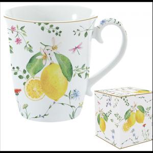 R2S.1171FCIT Porcelánbögre 275ml, dobozban, Fleurs et Citrons