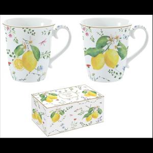 R2S.1172FCIT Porcelán bögreszett 2db-os, 275ml, dobozban, Fleurs et Citrons