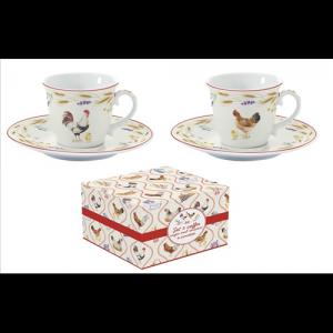 R2S.1175CLIF Porcelán eszpresszócsésze+alj 2 személyes, 80ml, dobozban, Country Life