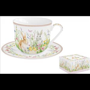 R2S.1182EAST Porcelán reggelizőcsésze+alj 370ml dobozban, Happy Easter