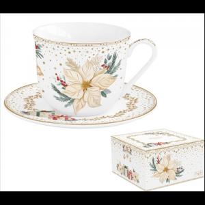 R2S.1182WHEL Porcelán reggelizőcsésze+alj 370ml, dobozban, White Elegance
