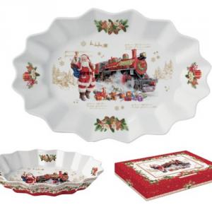 R2S.1241CHME Porcelán ováltálca 30x20,5x5cm, dobozban, Christmas Memories