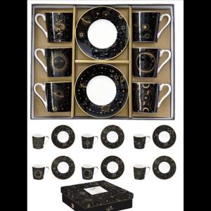 R2S.126CELE Porcelán eszpresszócsésze+alj 6 személyes, 100ml, dobozban, Coffee Mania, Celestial