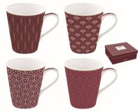 R2S.128CMDA Porcelánbögre 4 db-os 300 ml, dobozban, Coffee Mania Damask