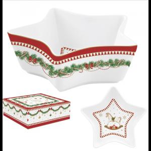 R2S.1323MNOE Porcelán csillagtál 15x5cm, dobozban, Magie de Noel