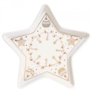 R2S.1324CHLI Porcelán csillagtálca 19,5cm, dobozban, Christmas Lights