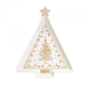 R2S.1325CHLI Porcelán fenyőtálca 21x16cm, dobozban, Christmas Lights