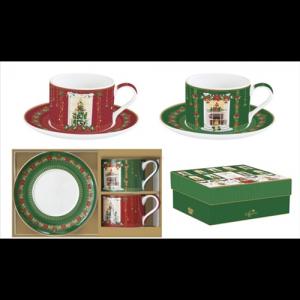 R2S.132FEAV Porceláncsésze+alj 240ml, 2 személyes, dobozban, Coffee Mania, Festive Avenue