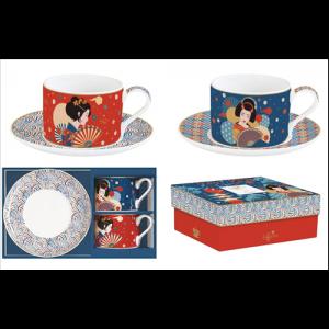 R2S.132TOKY Porceláncsésze+alj 240ml, 2 személyes, dobozban, Coffee Mania, Tokyo