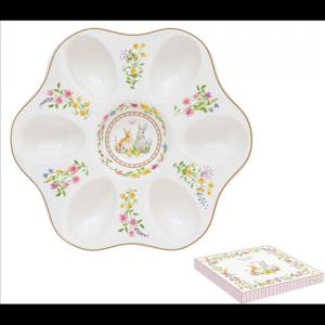 R2S.1337EAST  Porcelán tojáskínáló tálca 21cm, dobozban,Happy Easter