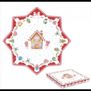 R2S.1412SWEC Porcelán tortatál 32cm, dobozban, Sweet Christmas