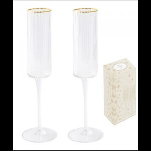 R2S.1434ORO Bordás üvegpohár arany szegéllyel 200ml, pezsgős, 2db-os szett, dobozban, Gold