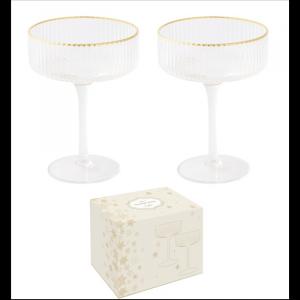 R2S.1436ORO Bordás üvegpohár arany szegéllyel 250ml, pezsgős, 2db-os szett, dobozban, Gold