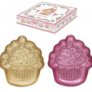 R2S.1447SWPK Üvegtálszett 2 db-os, 16,5x15cm, muffin forma, dobozban, Sweet Christmas