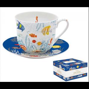 R2S.1454AQRM Porcelán reggelizőcsésze+alj 400ml dobozban,Aquarium, Atmosphere