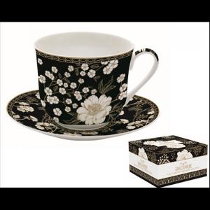 R2S.1454ARTF Porcelán reggelizőcsésze+alj 400ml dobozban, Art Deco & Flowers, Atmosphere