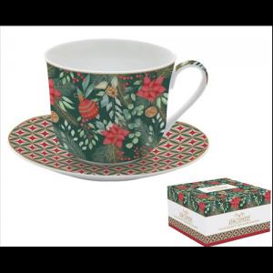 R2S.1454CJOY Porcelán reggelizőcsésze+alj 400ml dobozban,Atmosphere, Christmas Joy