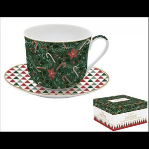 R2S.1454FACH Porcelán reggelizőcsésze+alj 400ml, dobozban, Atmosphere, Fancy Christmas