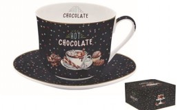 R2S.1454HOCH Porcelán reggelizőcsésze+alj 400ml, dobozban, Hot Chocolate