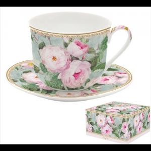 R2S.1454ROBL Porcelán reggelizőcsésze+alj 400ml dobozban,Roses in Bloom