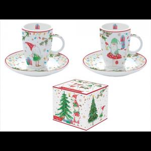 R2S.1460READ Porcelán eszpresszócsésze+alj 2 személyes,50ml, dobozban, Ready for Christmas