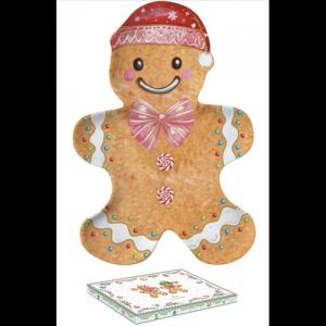 R2S.1470SWEC Porcelántálca 17x25cm, mézeskalács figura forma, dobozban, Sweet Christmas