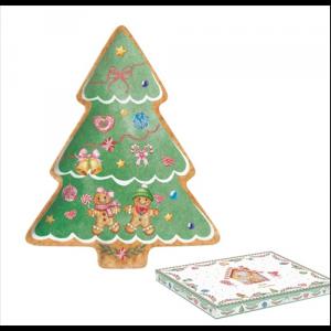 R2S.1481SWEC Porcelántálca 20,5x25,5cm, karácsonyfa forma, dobozban, Sweet Christmas