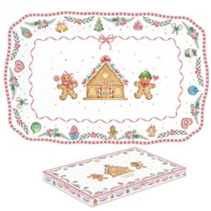 R2S.1483SWEC Porcelántálca 35x23cm, dobozban, Sweet Christmas