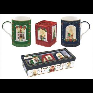 R2S.1497FEAV Porcelánbögre 350ml, 2db+fémdoboz 7,5x7,5x9cm, ajándékszett dobozban, Festive Avenue, Atmosphere