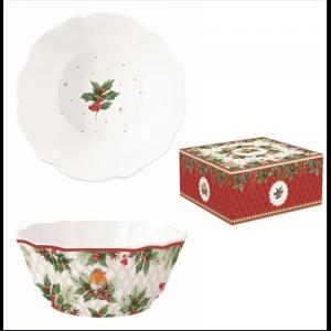 R2S.1499CHBE Porcelántál 23x9,5cm, dobozban, Christmas Berries