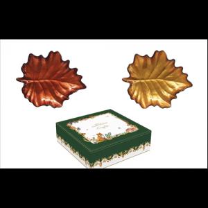 R2S.1530FODO Juharfalevél üvegtányér 2db-os szett, 17x14cm, dobozban, Forest Dream