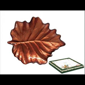 R2S.1532FODR Juharfalevél üvegtányér 28x23cm, dobozban, Forest Dream