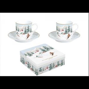 R2S.169CHAL Porcelán eszpresszócsésze+alj 2 személyes,100ml, dobozban, Chalet