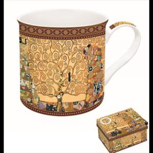 R2S.170KLI2 Porcelánbögre dobozban, 300ml, Klimt: Életfa/The Kiss/Beteljesülés