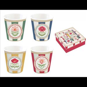 R2S.176FLRY Porcelán eszpresszópohár 4 személyes, 100ml,dobozban, Flowery