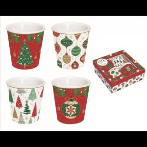 R2S.176JING Porcelán eszpresszópohár 100ml, 4 személyes, dobozban, Jingle Bells