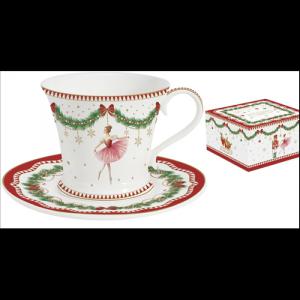 R2S.1796MNOE Porcelán teáscsésze+alj, 200ml, dobozban, Magie de Noel