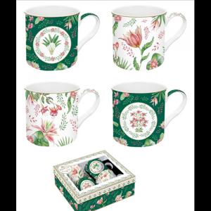 R2S.179BOCH Porcelán bögreszett 4 db-os, 300ml, dobozban, Botanical Chic