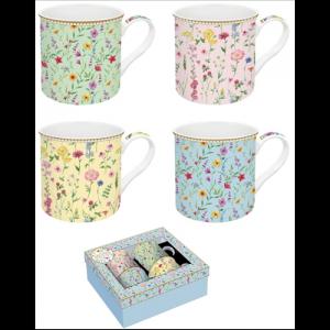 R2S.179MFLO Porcelán bögreszett 4 db-os, 300ml, dobozban, Atmosphere, Meadow Flowers